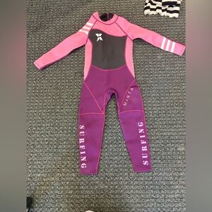 Manta Kids Full Wetsuit Pink Purple | Size L (120cm) Long Sleeve Surf Suit